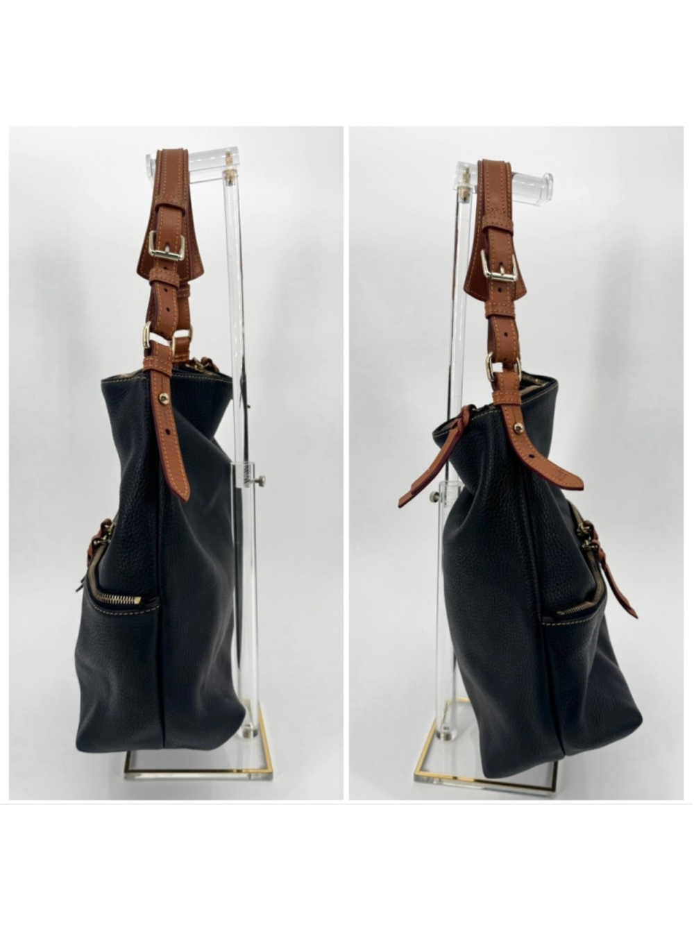 Dooney & Bourke Dillen Pocket Sac Shoulder Bag Black British Tan - Picture 6 of 11